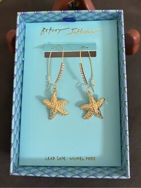 Betsey Johnson Gold Starfish Drop Earrings